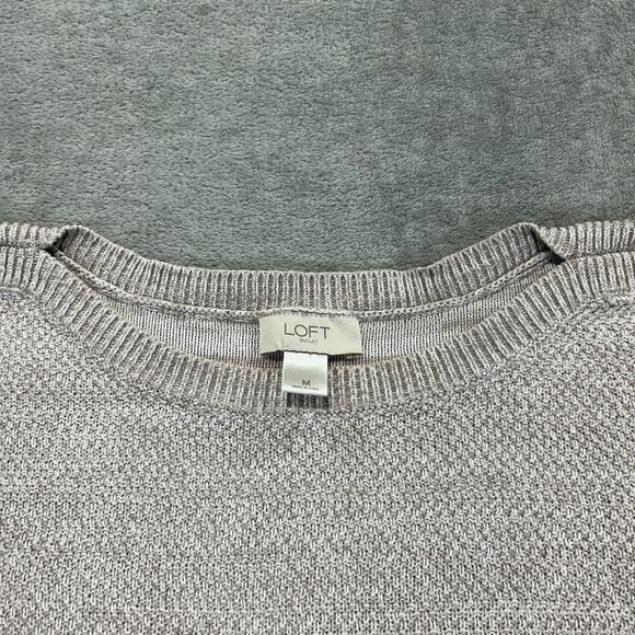 Ann Taylor LOFT Outlet Women Beige Boatneck Pullover Cotton Sweater Medium Beach - Picture 4 of 10